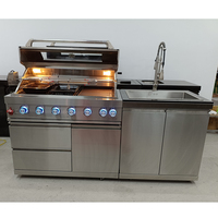Cuisine extérieure moderne sur mesure, allumage électronique, acier inoxydable chromé, barbecue à 7 brûleurs