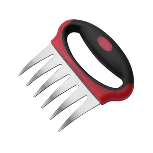 Stainless Steel Meat Shredder Bear Claw Design Red Handle Kitchen Tool For Chicken Turkey Fork Shredding Meat - Product Image 4