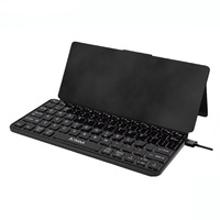 Clavier JOMAA 7 couleurs RVB rétroéclairé, double Bluetooth, mini clavier en cuir PU, sans fil, rechargeable, pliable pour PC/ordinateur de bureau/ordinateur portable
