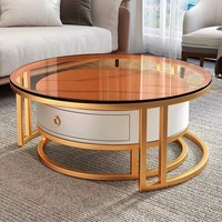 Table basse de style italien pour salon, moderne et minimaliste, petite table à thé domestique, table basse ronde en verre de luxe tendance