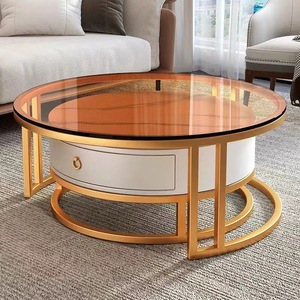 Italian Style Coffee <b>Table</b> Living Room Modern Minimalist <b>Small</b> Household Tea <b>Table</b> Net Ins Luxury <b>Round</b> Glass Coffee - Product Image 2