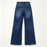 Jean évasé à jambe large pour femme, taille mi-haute, en denim à ourlet brut, idéal pour une tenue de soirée
