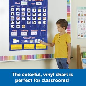 Tabla de bolsillo de calendario y clima Learning Resources, 30.834W x 44.34H, herramienta de gestión del tiempo para el aula, de vinilo - Product Image 4