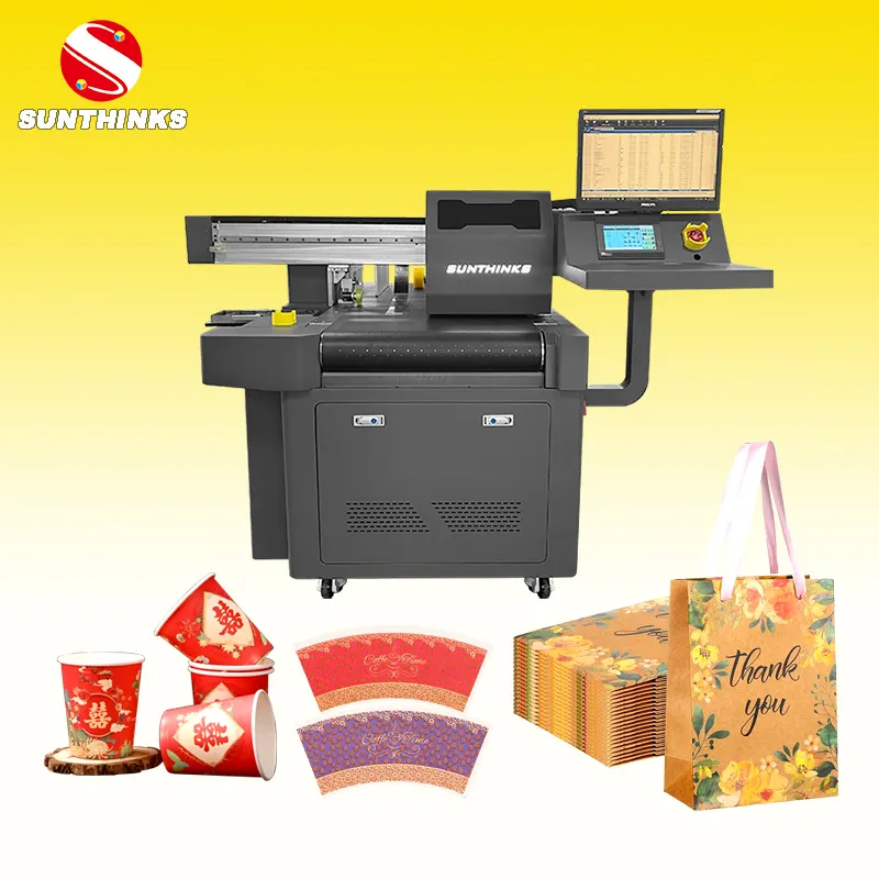 Sunthinks 다기능 단일 패스 종이 컵 인쇄 프린터 기계 종이 컵 상자 식품 포장 프린터