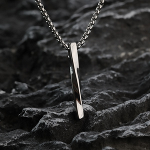 Geometric Asymmetry Stainless Steel Men's Pendant Necklace Long <b>Titanium</b> Steel <b>Chain</b> Fashion Jewelry - Product Image 2