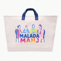 Sac de plage en toile de coton naturel de 24 oz sac de Mahjong américain extra résistant avec transfert de chaleur