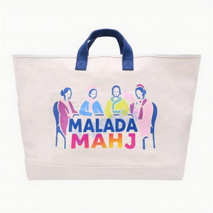 Sac de <span class=keywords><strong>plage</strong></span> en toile de coton naturel de 24 oz sac de Mahjong américain extra résistant avec transfert de chaleur - Product Image 2