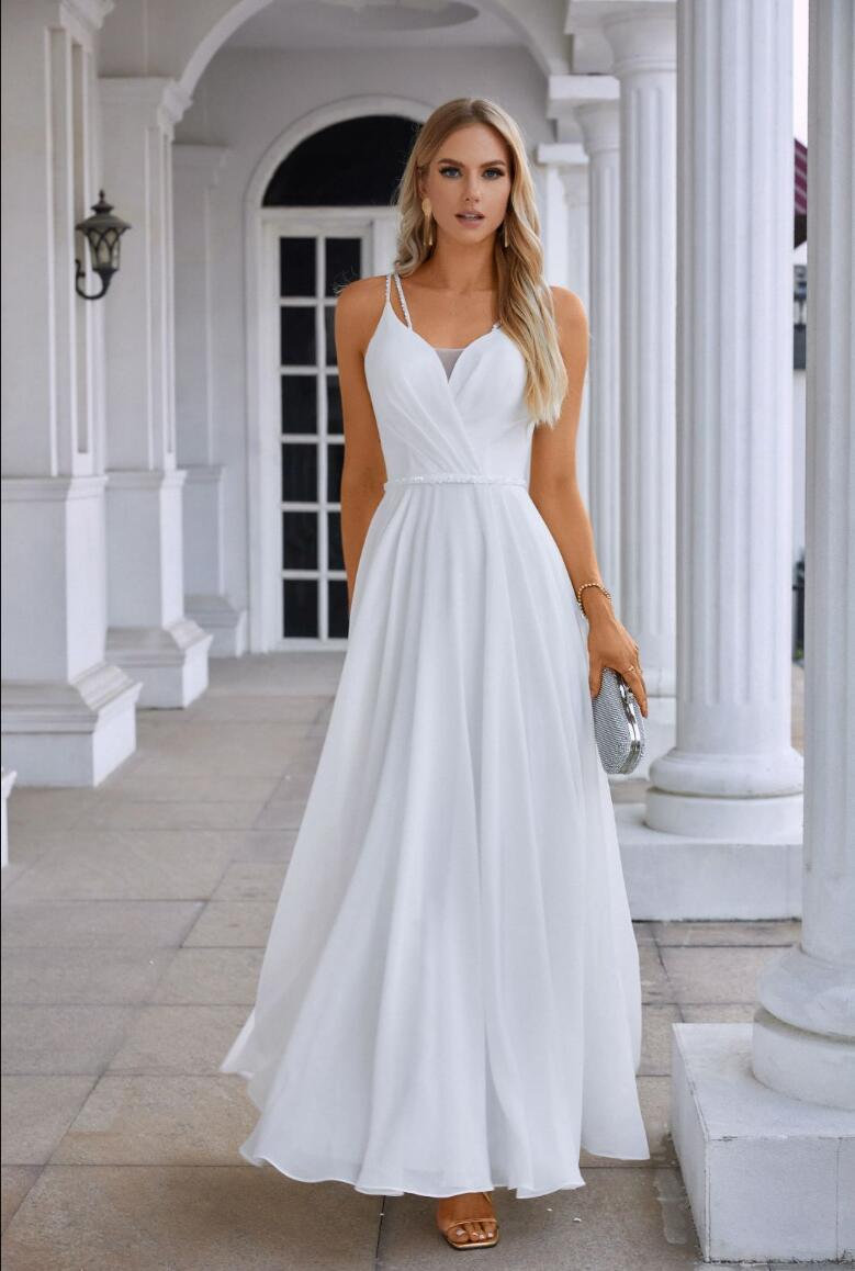 2023 Customize Beach Wedding Chiffon a Line Floor Length