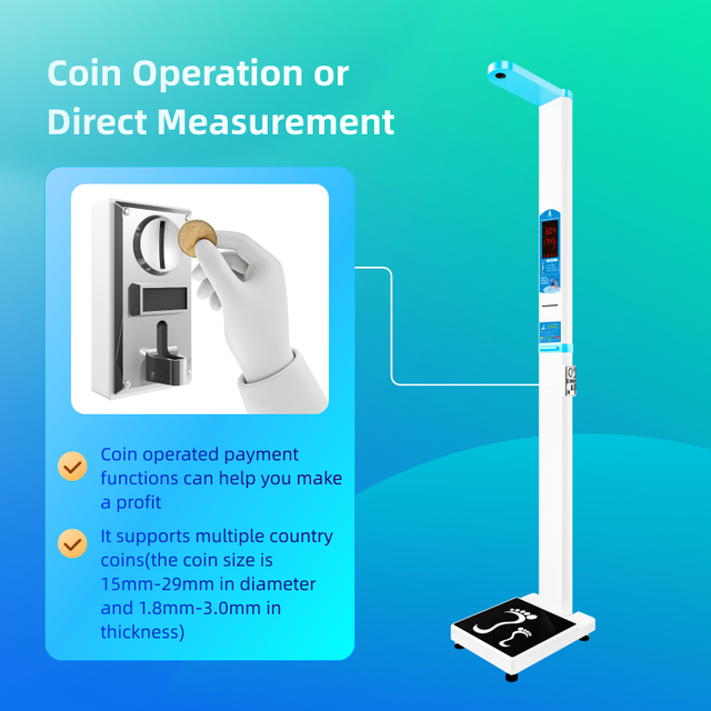 Led Display Coin Operated Digital Body Scale for Business Bmi Height and Weight Weight Scale