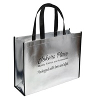Sac fourre-tout personnalisé tendance, sac non tissé rose holographique brillant avec logo pour la promotion et le shopping