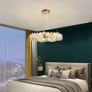 Anillos creativos, candelabro, anillo circular, luz colgante de techo de cristal gris blanco para comedor - Product Image 5