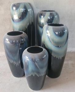 Grand <span class=keywords><strong>vase</strong></span> en céramique au sol Grand <span class=keywords><strong>vase</strong></span> de style européen avec glaçure changée au four Arrangement de fleurs de porche de salon - Product Image 1