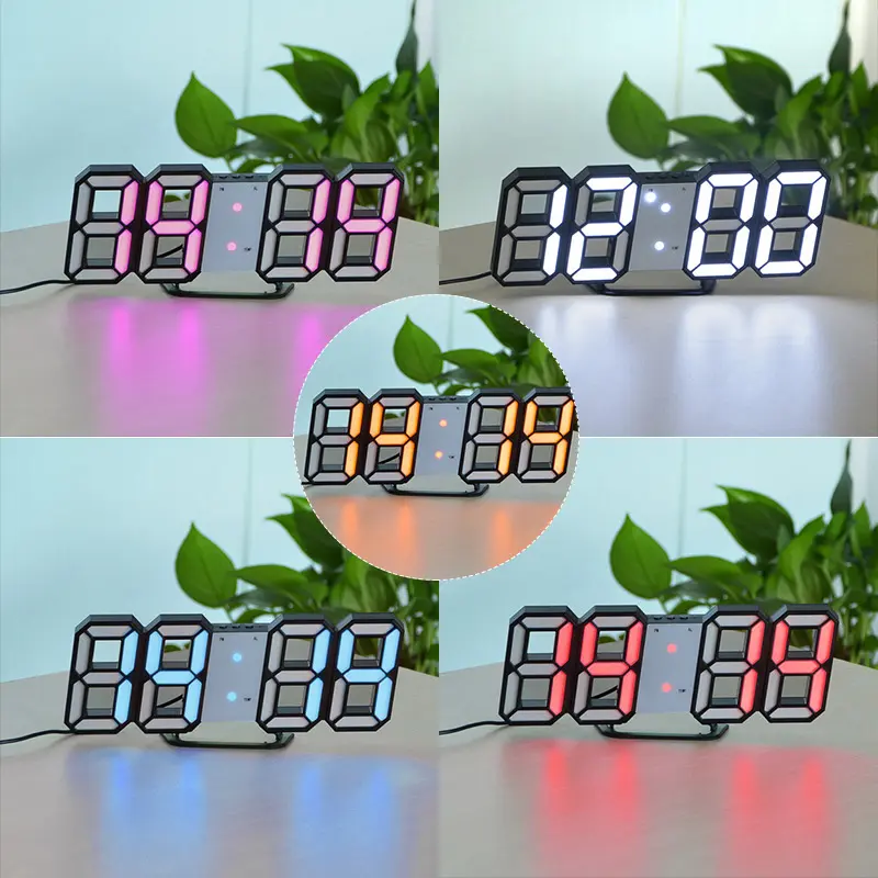 Led Table Clock EMAF Korea Luminous 3D LED Table Wall Clock Digital Timer Nightlight Alarm Clock For Warehouse Office Living Room