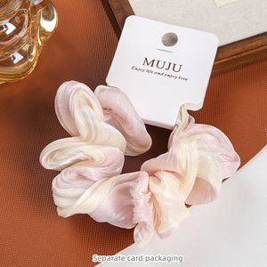 Chouchous en gaze à effet dégradé lumineux de 11 cm, vente en gros, bandeaux imprimés doux en deux pièces pour filles et femmes - Product Image 3
