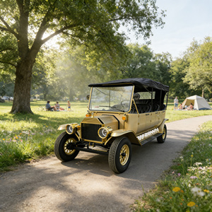 Voiture électrique classique vintage européenne, véhicule de tourisme écologique rétro pour service VIP d'hôtel - Product Image 1