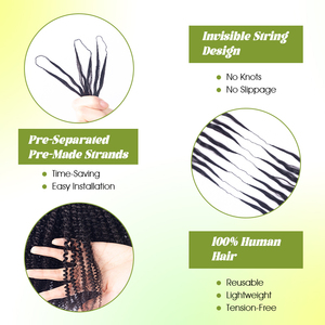Extensioni per capelli umani all'uncinetto invisibili a doppia trama, effetto piuma, ricci <span class=keywords><strong>afro</strong></span>, molto vendute - Product Image 4