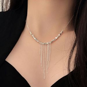 S925 Pure <b>Silver</b> Tassel Necklace Elegant Minimalist Design Everyday Wear Fine <b>Choker</b> Jewelry - Product Image 3