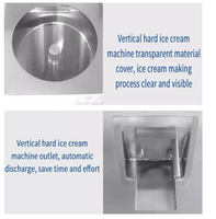 Machine à glace dure professionnelle en acier inoxydable à vitesse réglable 50L/H, sorbetière avec fonction lait et eau, facile à utiliser, congélateur