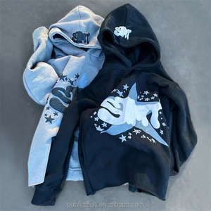 Sudadera con capucha personalizada del fabricante al por mayor, sudaderas con capucha personalizadas con dobladillo crudo sin bolsillos y lavado ácido de gran tamaño - Product Image 1