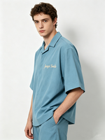 Chemise pour homme à la mode, ample, oversize, unie, streetwear, sans boutons, en coton épais, épaules tombantes