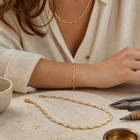 Collier pendentif barre ondulée dorée, chaîne fine, bijou de mode pour femme, cadeau, bijoux de fête