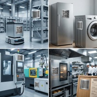 Plaques signalétiques personnalisées en acier inoxydable gravées au laser avec code QR et code-barres pour le suivi des équipements industriels avec options OEM/ODM
