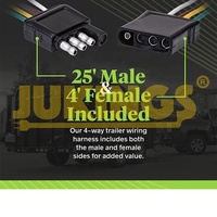 Kit Harness Trailer Datar 4 Pin, SAE J1128 Nilai 4 Cara Datar 4 Kawat Harness untuk Utilitas Perahu Trailer Kit Lampu PVC Tembaga