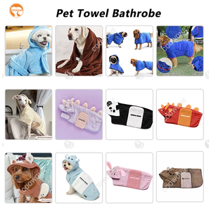 Peignoir de bain pour chien en microfibre de luxe personnalisé OEM, super absorbant, motif dinosaure, séchage rapide, chaud, avec capuche, <span class=keywords><strong>serviette</strong></span> pour chiot - Product Image 4