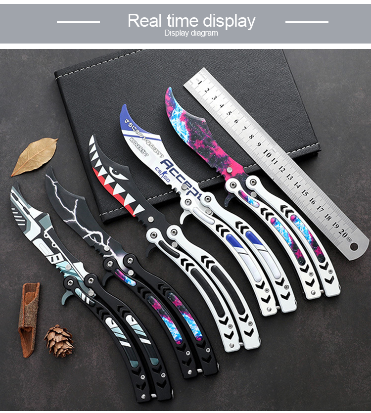 High Hardness CNC Turning Parts Foldable Stainless Steel Practice Butterfly Knife