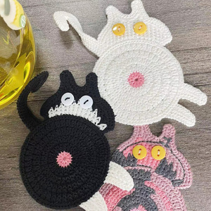 Posavasos <span class=keywords><strong>de</strong></span> punto con diseño <span class=keywords><strong>de</strong></span> trasero <span class=keywords><strong>de</strong></span> gato, <span class=keywords><strong>de</strong></span> gran impacto, para la plataforma <span class=keywords><strong>Shein</strong></span>, <span class=keywords><strong>de</strong></span> <span class=keywords><strong>tela</strong></span>, diseño moderno minimalista, forma irregular - Product Image 3