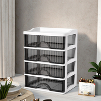 Table de toilette moderne de luxe noire en PP durable, chariot de rangement multicouche, armoire à cosmétiques transparente, tiroir coulissant en plastique léger
