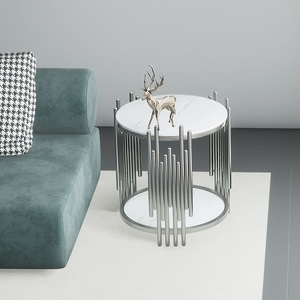 Moderne Woonkamer Hotel Home Sofa Einde Kleine Tafel Luxe Verguld Roestvrij Staal Gehard Glas Bijzettafel Meubilair - Product Image 5
