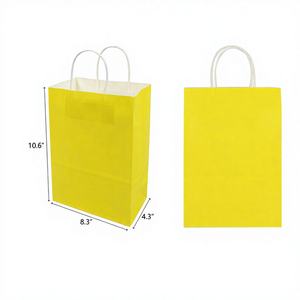 Sac cadeau en papier jaune 8"X10.6"X4" 144PCS/CS Modèle 83827 pour les cadeaux de fête - Product Image 1