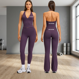 Sexy 3-Piece Breathable Lightweight Gym Fitness Set with Deep V-Neck High Waist Butt Lift for Women's Active Workout - Product Image 2