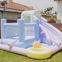 Maison gonflable de rebond de videur commercial coloré petit château gonflable toboggan sec avec piscine pour la fête des enfants