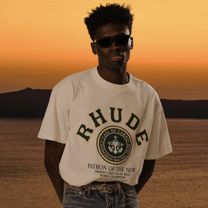 <span class=keywords><strong>T</strong></span>-<span class=keywords><strong>shirt</strong></span> graphique vintage <span class=keywords><strong>RHUDE</strong></span> pour hommes et femmes, 100 % coton, coupe ample à manches courtes, imprimé rétro Yacht de course, décontracté - Product Image 2