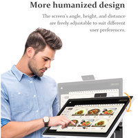 Kiosque interactif de commande automatique 15,6 pouces avec système d'exploitation Windows, lecteur NFC sans contact, imprimante de reçus 80 mm, support de terminal de point de vente et scanner HSK-SW15