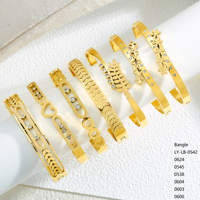 Bracelet tendance en acier inoxydable plaqué or 18 carats, styles personnalisés, motif trèfle à quatre feuilles, cœur, nœud, design ajouré, incrusté de zircon