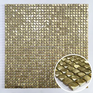 Gold Aluminum color 3 D Shapes metal Mosaic Tiles For Bathroom Living Room