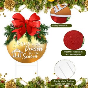 Noël Nativité Scène Yard Signs Stakes PP Matériel Xmas Pelouse Décorations Extérieures pour La Maison Hiver Vacances Jardin Voie - Product Image 2