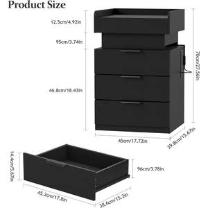 Turosur Night Stand With Gun Drawer <b>Led</b> Lighting Wireless Charging 3 Drawers Modern <b>Bedside</b> <b>Table</b> Storage - Product Image 2