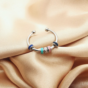 Anello rotante con perline in acciaio inossidabile anello con punta delle dita smaltato Non sbiadito in acciaio al titanio all'ingrosso - Product Image 3