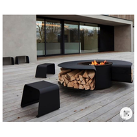 Foyer en métal corten table et chaise design populaire poêle à bois jardin extérieur barbecue rond foyer en métal