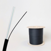 Câble de branchement FTTH extérieur noir G.657A1 1F avec messager en fil d'acier 1*1.0mm/0.8mm et 2*0.5mm FRP dans un gaine LSZH pour cordon de brassage