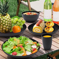 Ensemble de vaisselle écologique réutilisable incassable de 16 pièces, assiettes, bols, tasses, ensemble de vaisselle en paille de blé