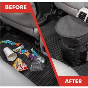 Échantillon gratuit de poubelle de voiture avec couvercle et doublure amovible, sac poubelle de voiture suspendu avec crochets, poubelle de voiture en tissu imperméable - Product Image 4