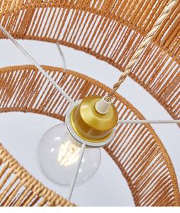 Artigianale moderno corda antica marrone Rattan lampada da tè decorazione casa in bambù tessuto a mano luce in Rattan - Product Image 4