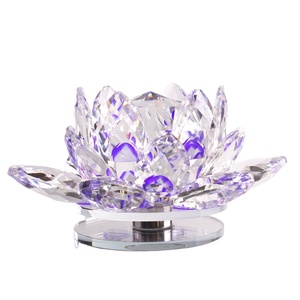 Großhandel drehbare Kristall Lotus Blume für Heim textilien Lila Farbe Glas Lotusblume Geschenke - Product Image 1