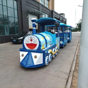 Trem turístico elétrico de fábrica chinesa com 27 assentos, parque de diversões, atração, ponto cênico, trilhos a vapor a diesel