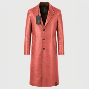 Abrigo de Cuero para Hombre, Chaqueta Larga Resistente, Estilo de Cuero Premium, Costuras Fuertes, Ajuste Cómodo, Ropa de Invierno para Hombre - Product Image 1